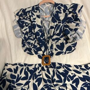 Women’s navy and white floral dresss
